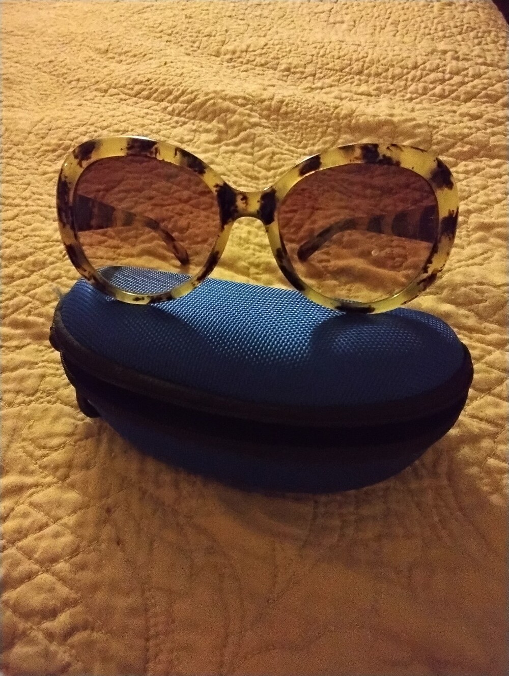 KATE SPADE Tortoiseshell Yellow-Brown Round Women’s Sunglasses